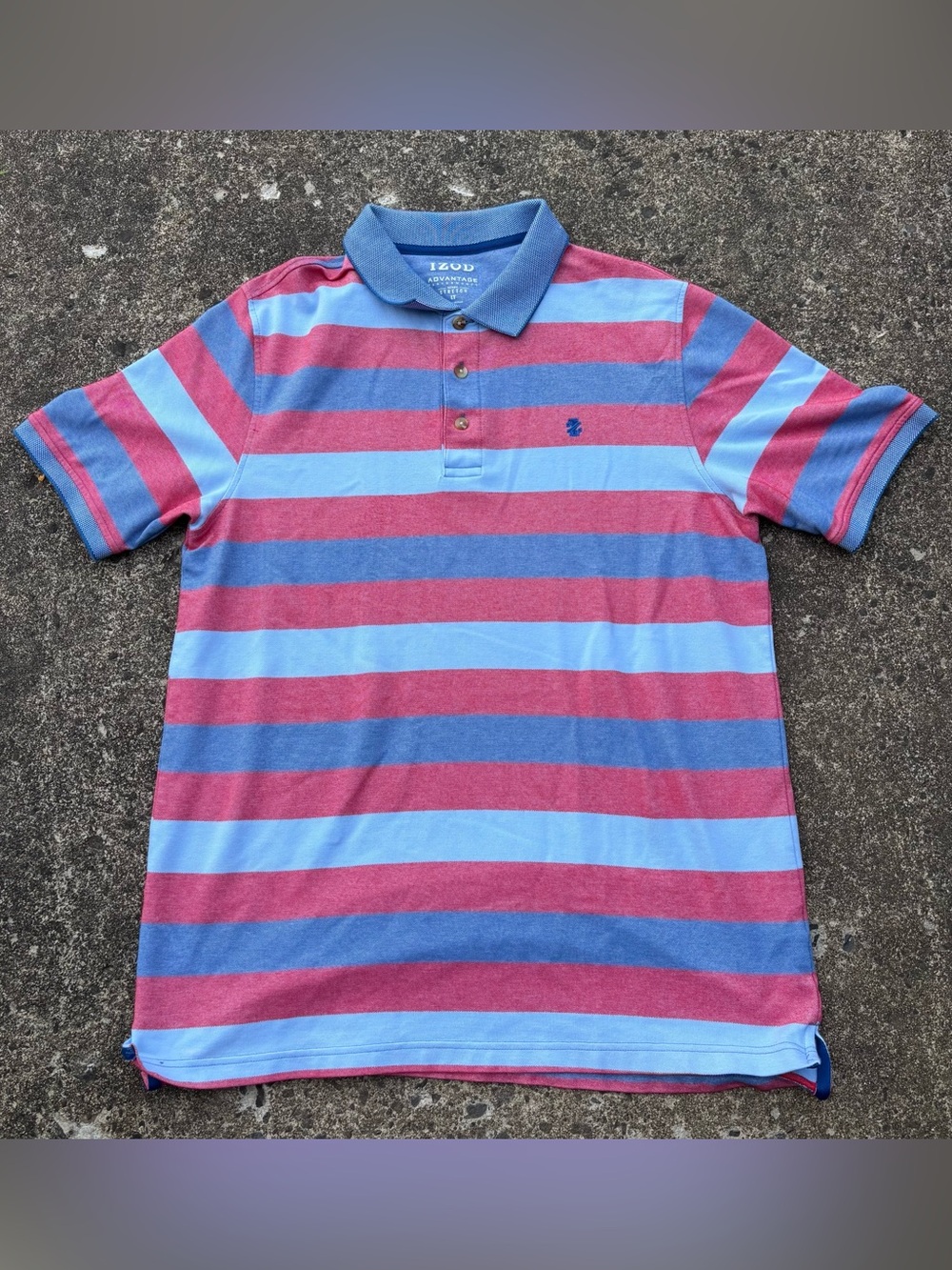 Izod Blue and Pink Striped Polo Shirt